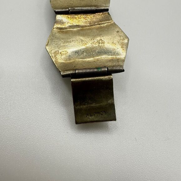 Vintage stamped Alpaca Mexico abalone shell bracelet!! - Picture 10 of 16